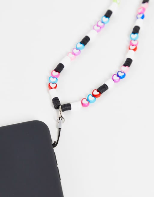 DesignB London - Sort/hvid mobilkæde med perler og 'LOL'-tekst