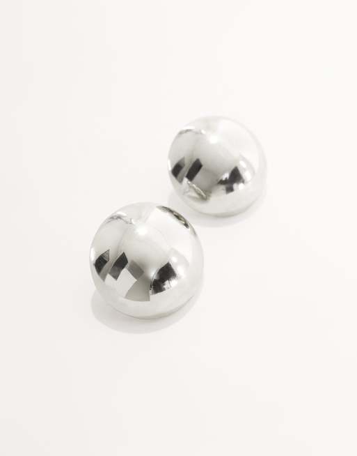 DesignB London spherical stud earrings in silver | ASOS