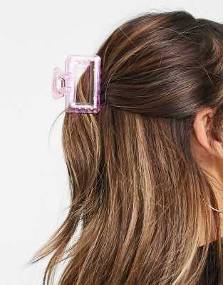 DesignB London square hair claw in pink iridescent - ASOS Price Checker