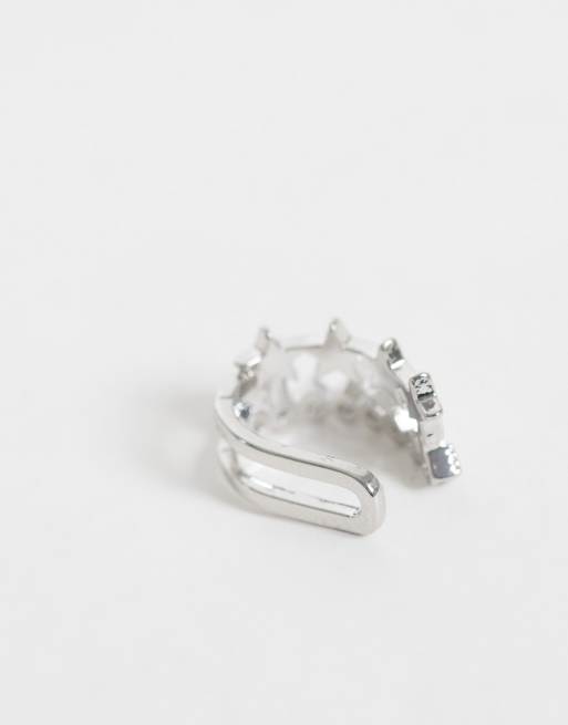 DesignB London star & crystal ear cuff in silver, 3 of 4