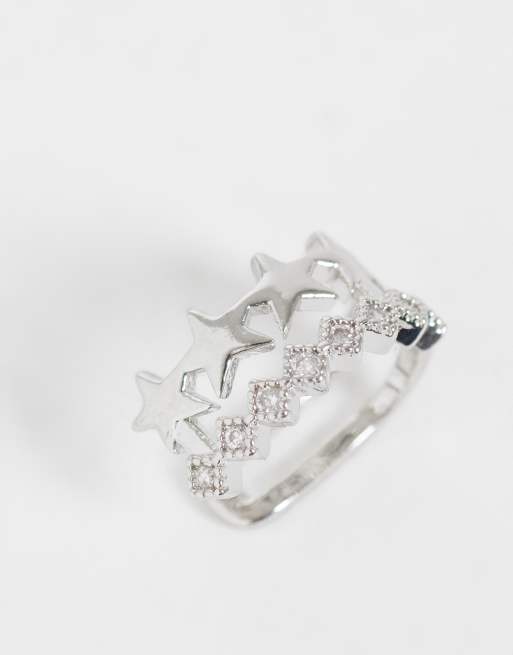 DesignB London star & crystal ear cuff in silver, 4 of 4