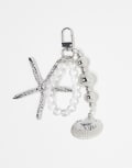 [DesignB London] DesignB London starfish and shell beaded bag charm in silver No Size SILVER