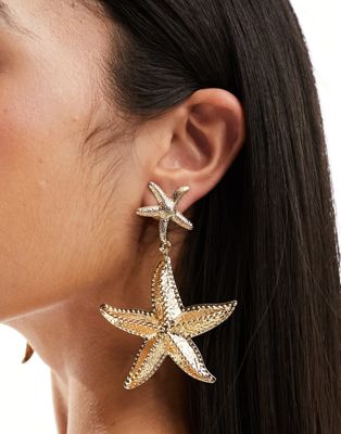 DesignB London starfish earrings in gold - ASOS Price Checker