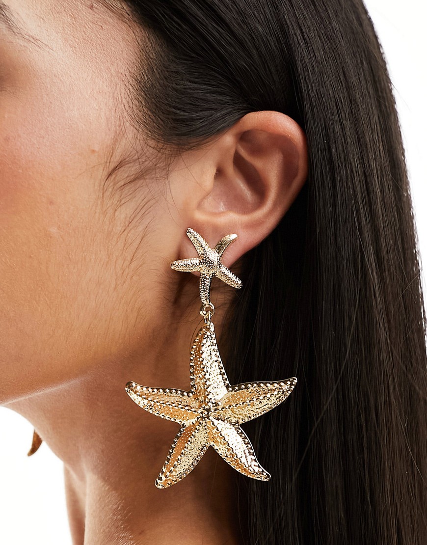 DesignB London starfish earrings in gold