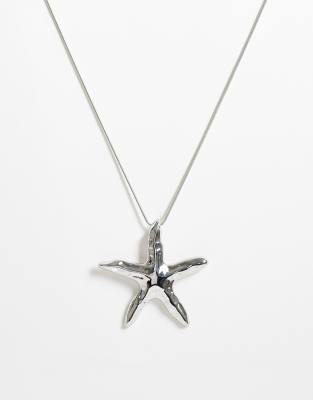 Designb London Starfish Pendant Necklace In Metallic