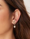 [DesignB London] DesignB London starfish stud earrings with pearl detail in gold No Size GOLD