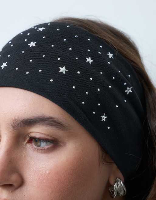 DesignB London stars stretched headband in black, 2 of 3