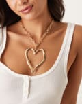 [DesignB London] DesignB London statament heart pendant chain necklace in gold No Size GOLD