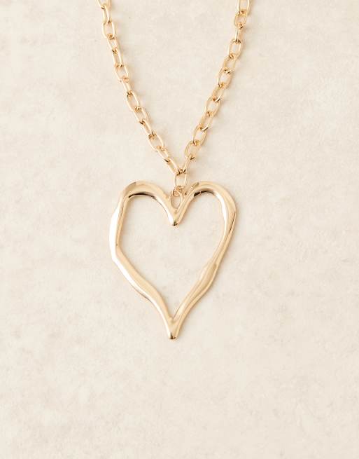 DesignB London statament heart pendant chain necklace in gold, 3 of 3