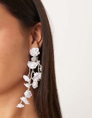 DesignB London statement beaded flower drop earrings