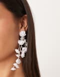 [DesignB London] DesignB London statement beaded flower drop earrings-White No Size WHITE