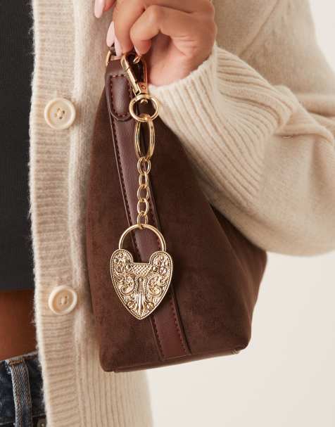 DesignB London statement boho heart bag charm in gold tone - view 1