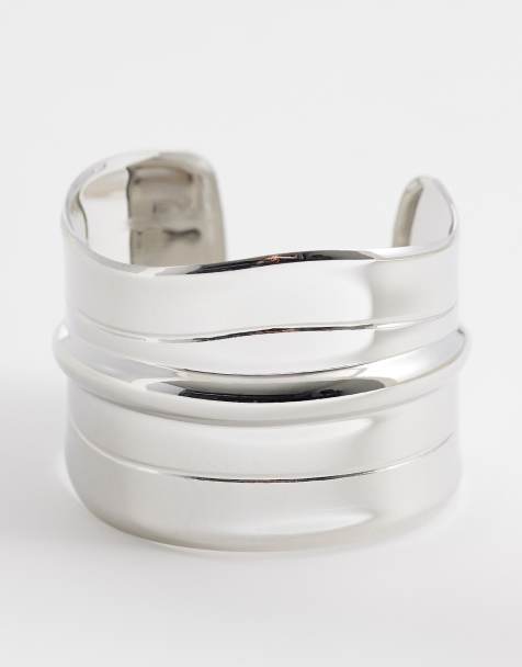 DesignB London - Statement brede armband in zilver - view 1