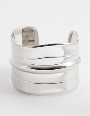 DesignB London statement cuff bangle bracelet in silver tone