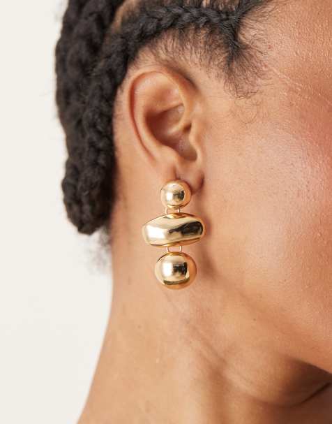 DesignB London statement drop earrings in gold - view 1