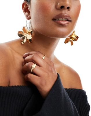 DesignB London statement flower earrings in gold - ASOS Price Checker