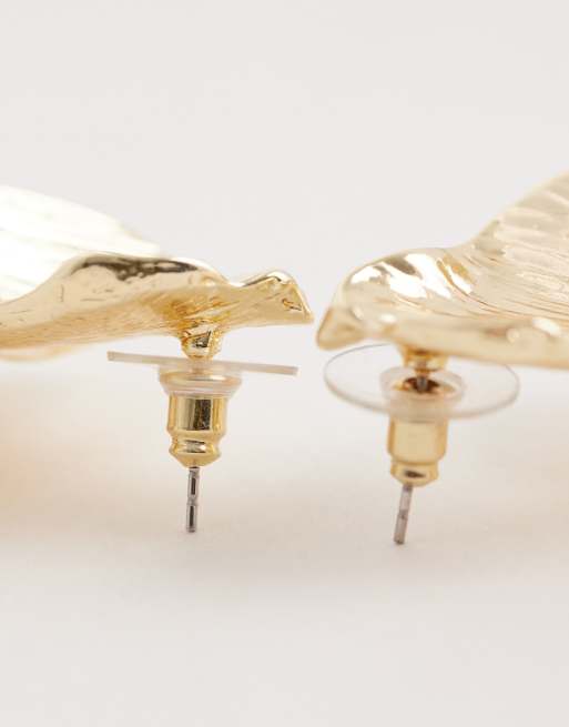 DesignB London statement flower earrings in gold, 3 of 4