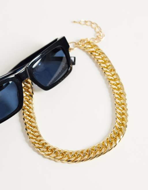 DesignB London statement intertwined curb chain necklace in gold, 2 of 4