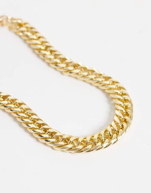 DesignB London statement intertwined curb chain necklace in gold, 4 of 4