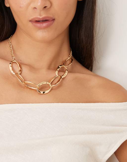 DesignB London - Statement ketting met gesmolten schakels in goud