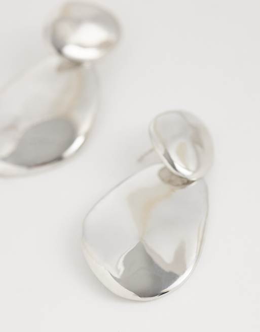 DesignB London statement molten drop earrings in silver tone, 3 of 4