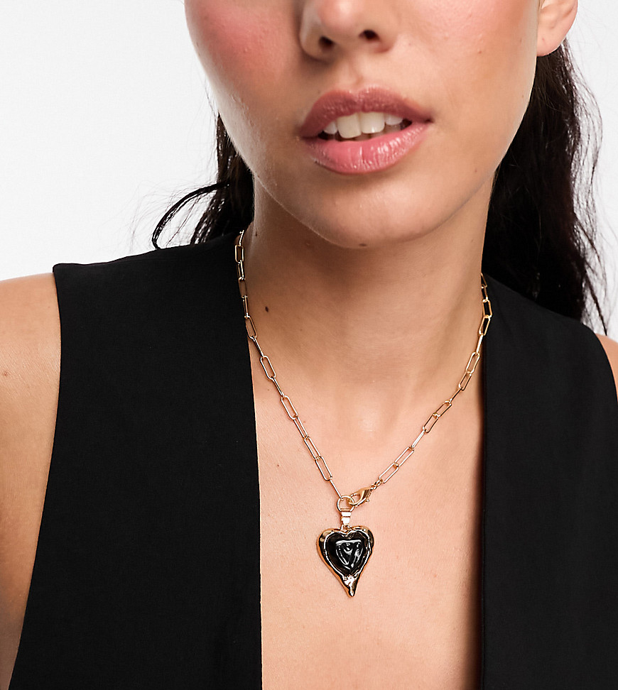 DesignB London statement molten heart pendant necklace in gold