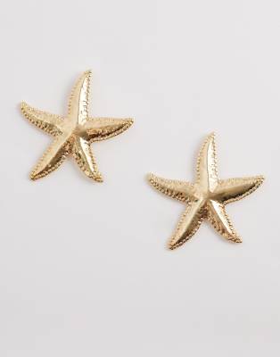 DesignB London - Statement-Ohrringe in Goldoptik mit Seestern-Design-Goldfarben