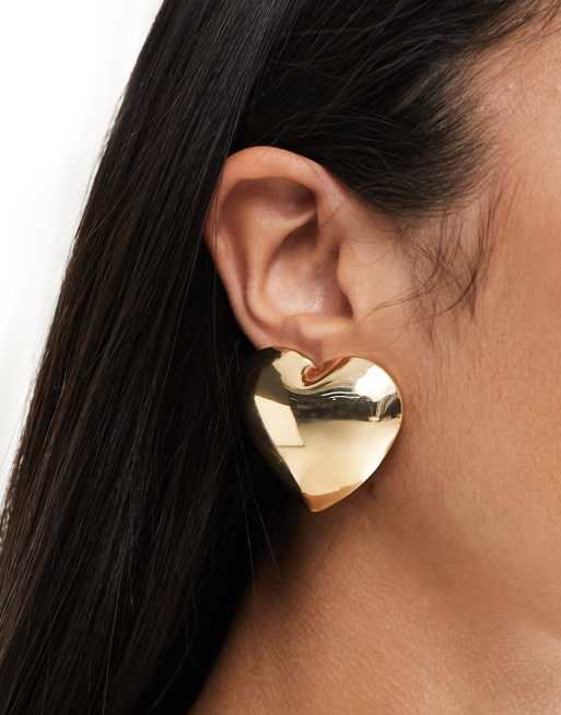 DesignB London - Statement oorbellen met hart in goud