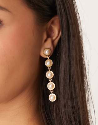 DesignB London statement pearl drop earrings