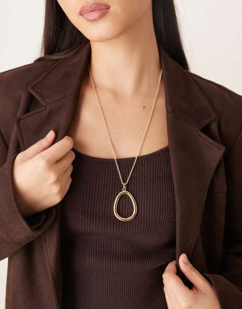 DesignB London statement pendant necklace in gold - view 1