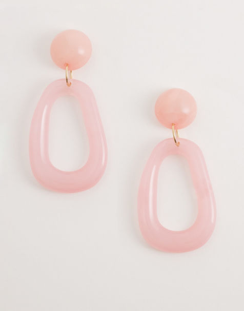 DesignB London statement resin drop earrings in pink - view 1