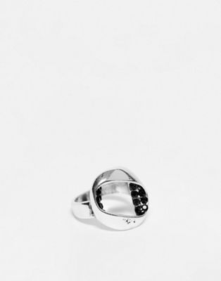 DesignB London statement semi precious blue ring in silver