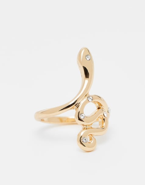 DesignB London statement snake ring in gold - view 1