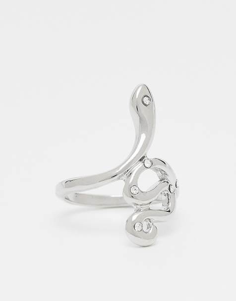 DesignB London statement snake ring in silver - view 1