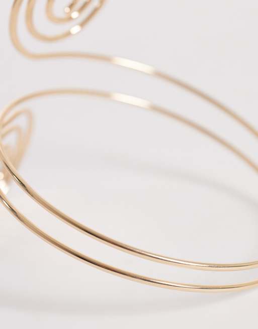 DesignB London - Statement spiraalvormige armband in goud, 3 van 3