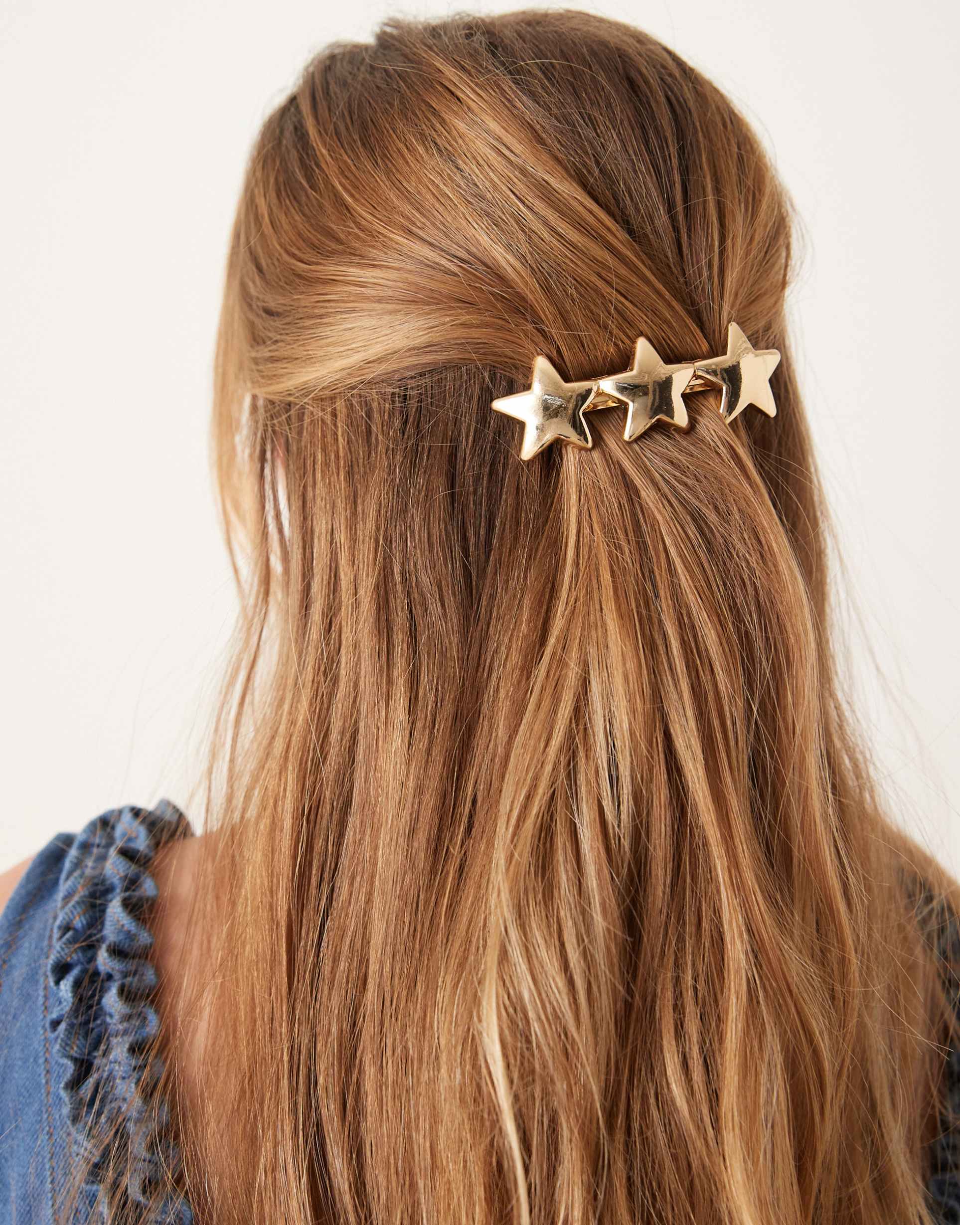 designb london statement star barette hair clip in gold
