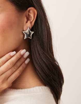 DesignB London DesignB London statement star stud earrings in silver