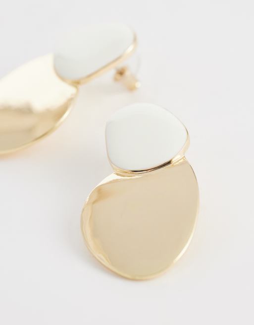 DesignB London statement stud earrings in enamel and gold, 4 of 4