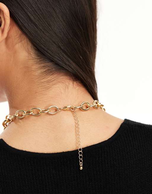 DesignB London statement swirl choker necklace in gold ASOS