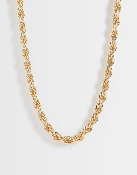 DesignB London statement twisted rope chain necklace in gold - view 1