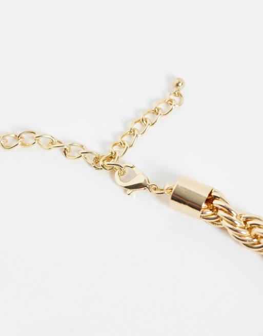 DesignB London statement twisted rope chain necklace in gold, 3 of 4