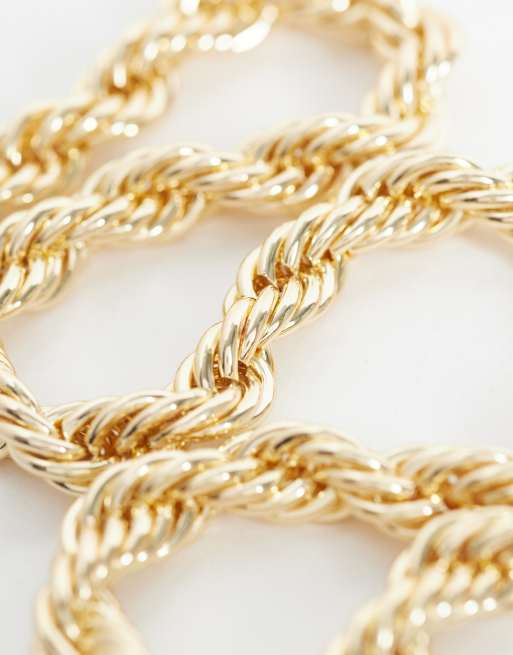 DesignB London statement twisted rope chain necklace in gold, 4 of 4
