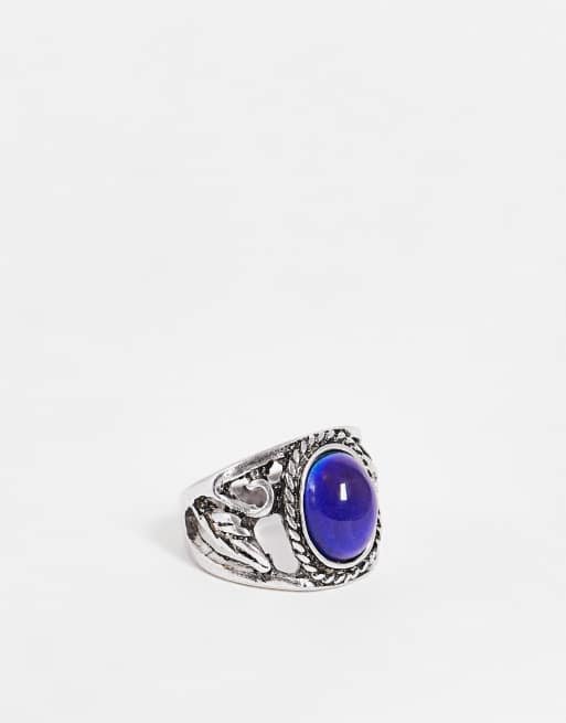 DesignB London - Stemmingsring met halfedelsteen in zilverkleur