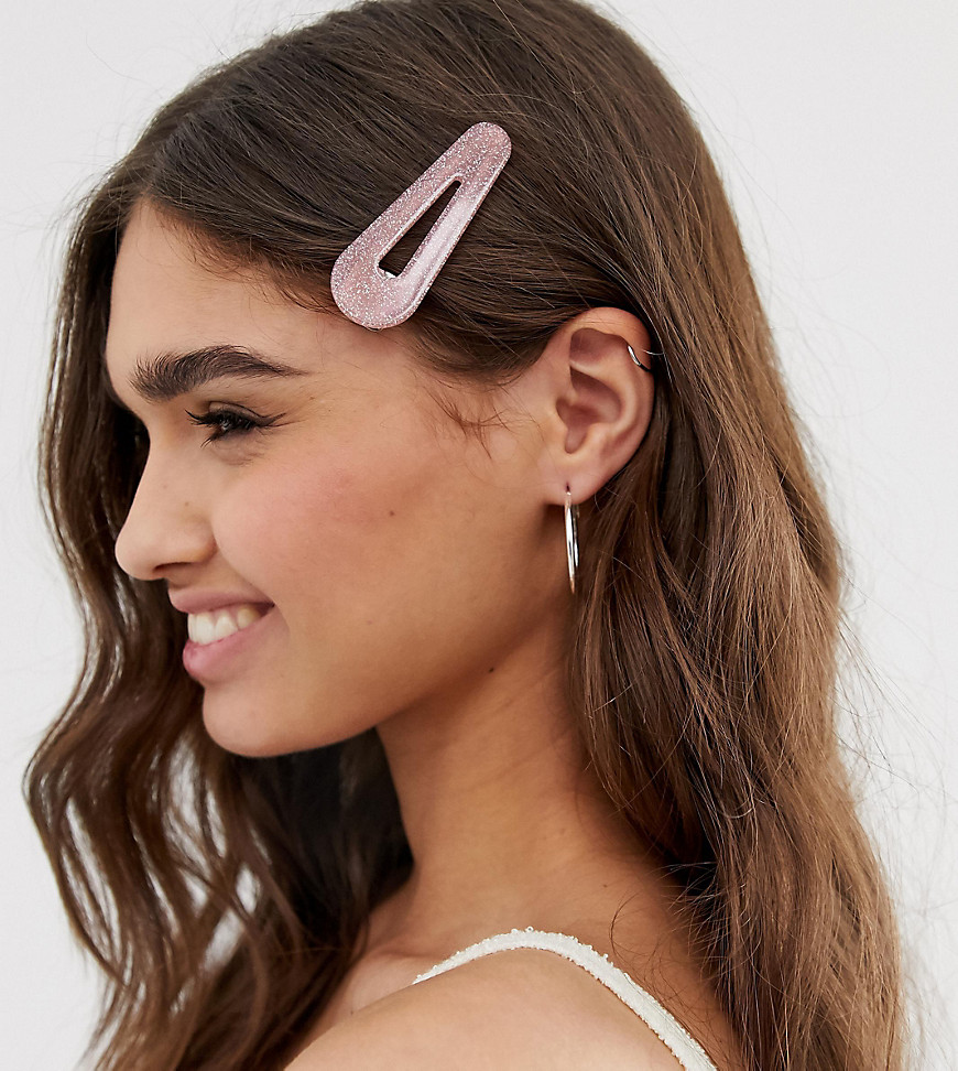 DesignB London – Stor rosa hårklämma i glittrig harts