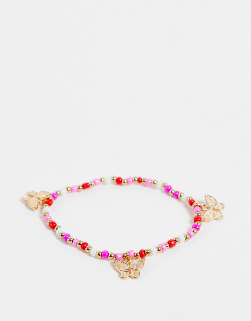 Stretch bracelet with butterfly charms-Multi