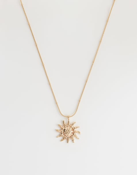 DesignB London sun pendant necklace in gold tone - view 1