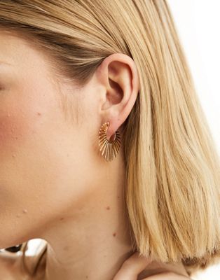 DesignB London sunburst hoop earrings in gold