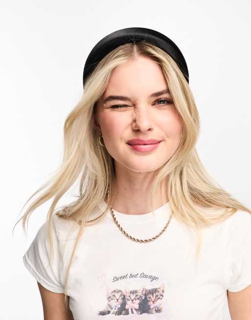 DesignB London – Svart, vadderat diadem av satin 