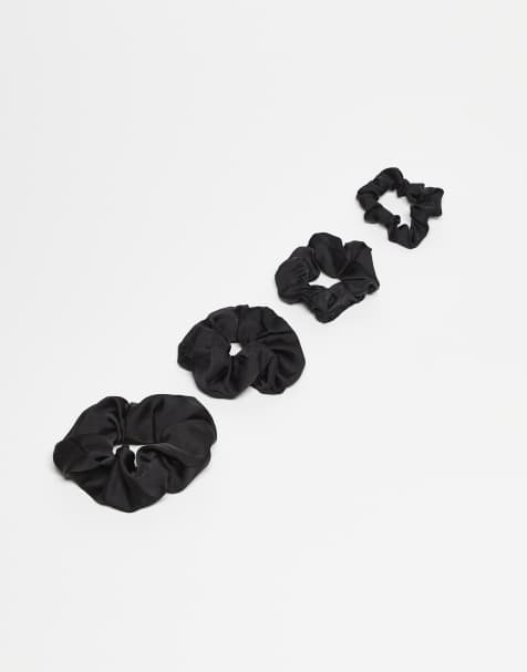 DesignB London – Svarta hårsnoddar i satin, 4-pack - view 1