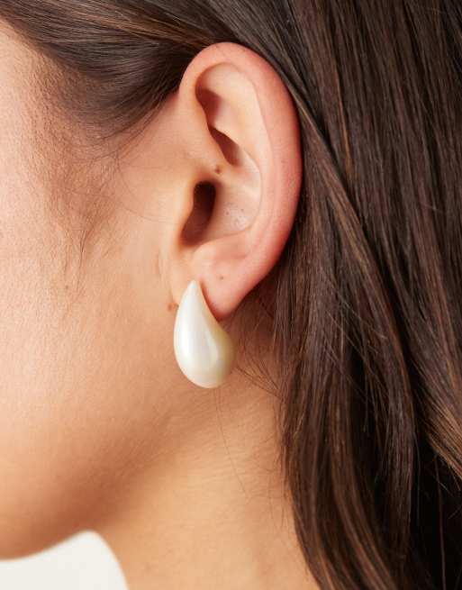 DesignB London teardrop earrings in faux pearl
